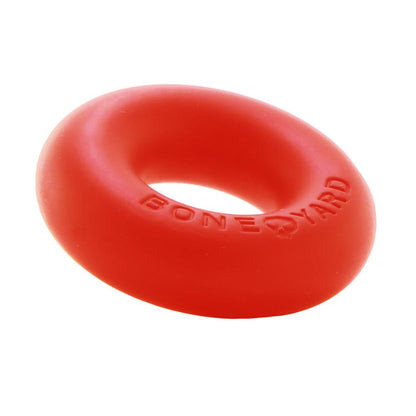 Ultimate silicone ring red made of smooth bright red rubber ring embossed with bone yard on its surface