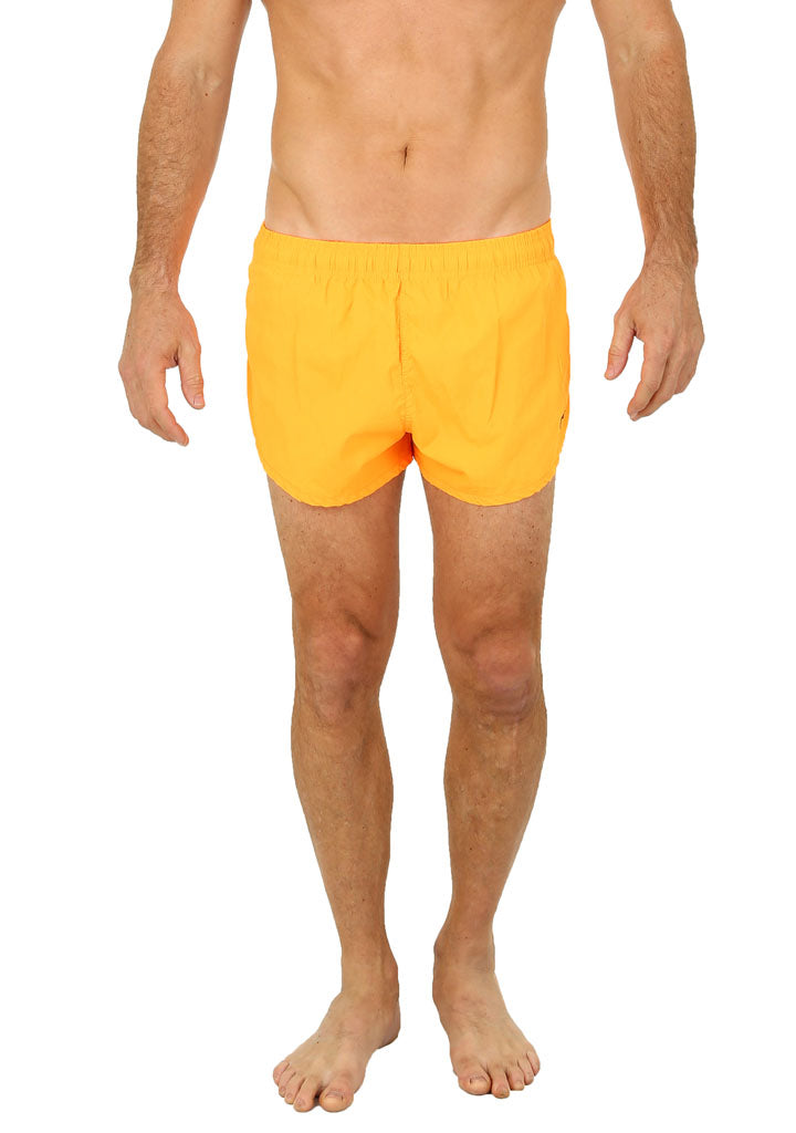 Bright yellow Uzzi running short swim trunks with simple elastic waistband for comfortable active wear