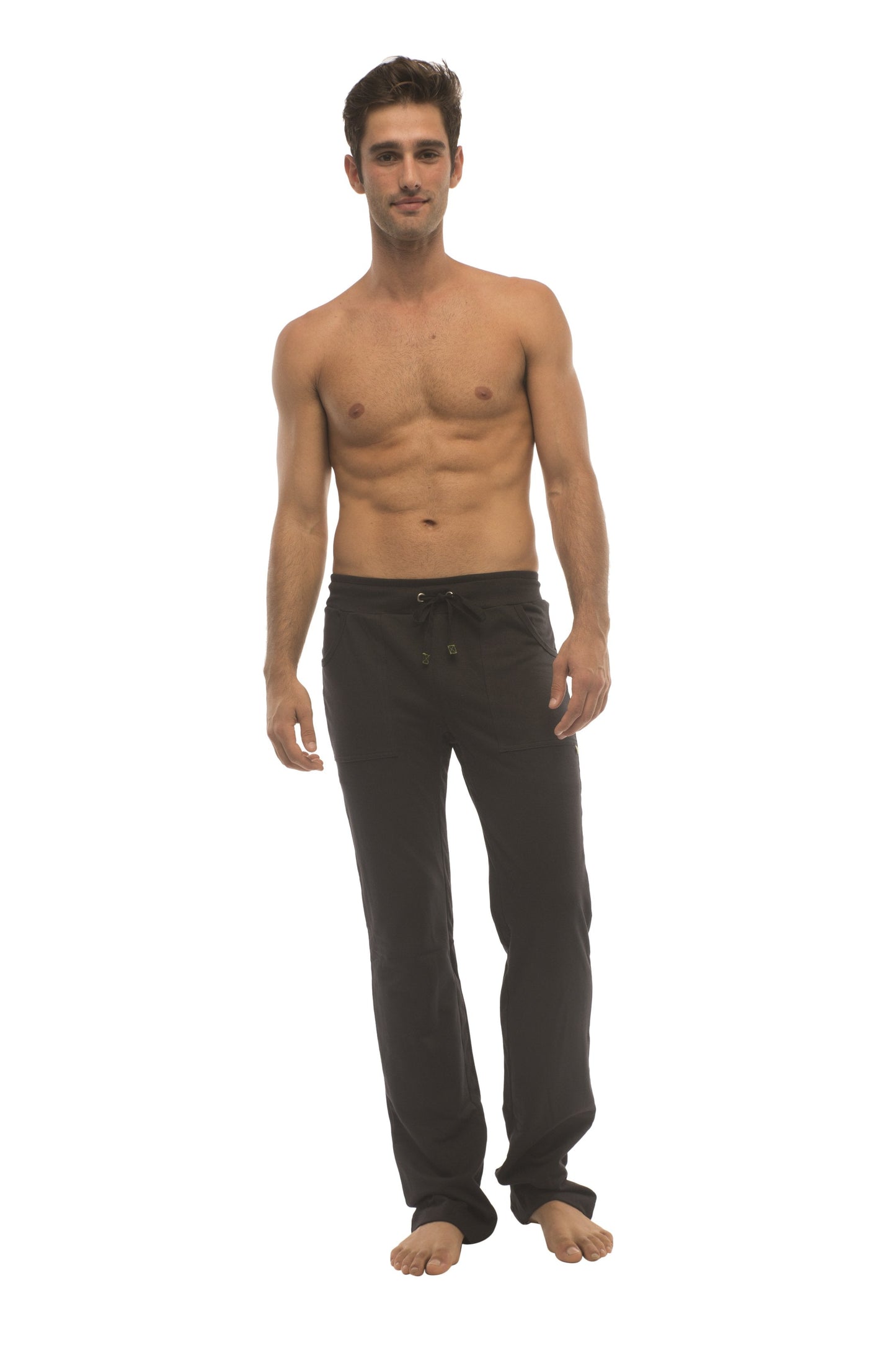 Black cotton ultra flex yoga track joggers with drawstring waist and elastic cuffs for comfortable movement
