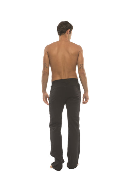 Black ultra flex yoga sweat pant with slim-fit straight leg and subtle stitching details for yoga and track use