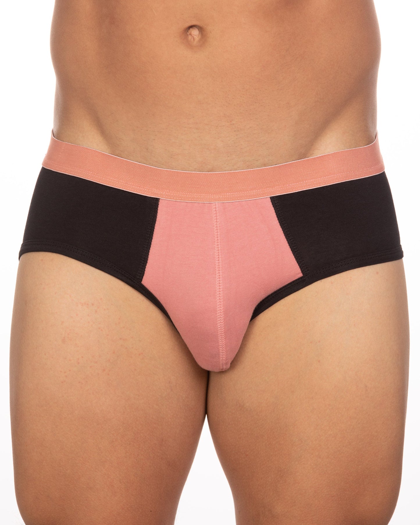Undergear basix stan two-tone brief s and 2xl in black and pink with peach elastic waistband for comfortable wear