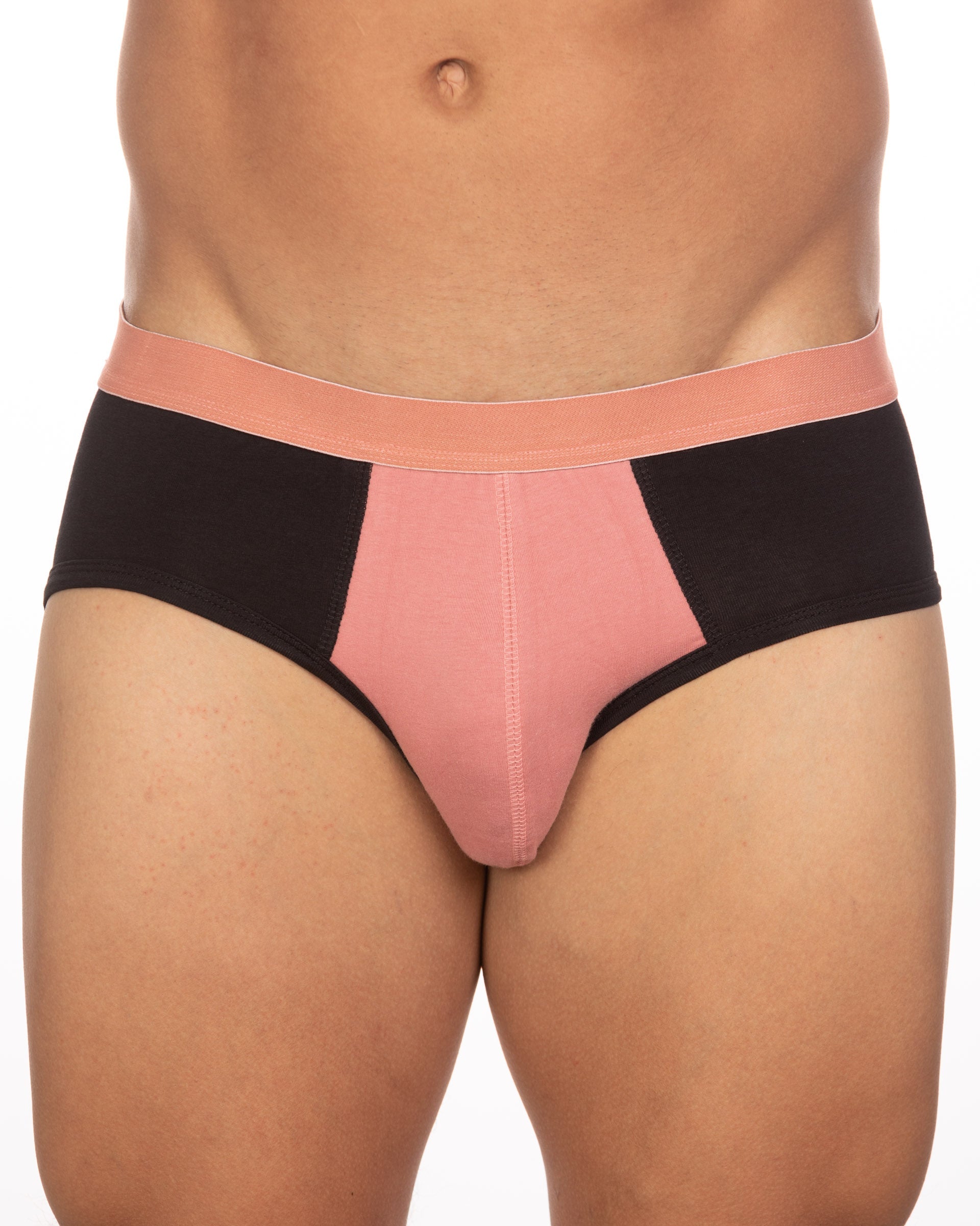 Undergear basix stan two-tone brief s and 2xl in black and pink with peach elastic waistband for comfortable wear
