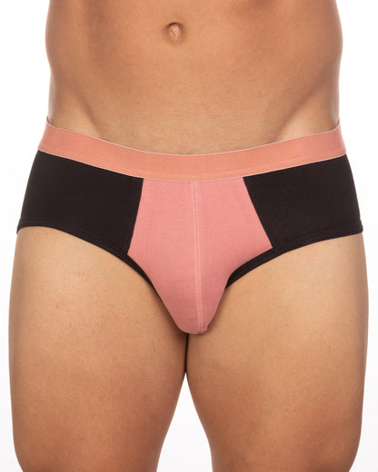 Undergear basix stan two-tone brief s and 2xl in black and pink with peach elastic waistband for comfortable wear