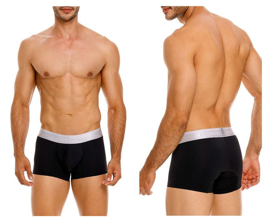 Black men’s briefs unico 24110100109 argento trunks with silver waistband and marcos logo in color 99 black