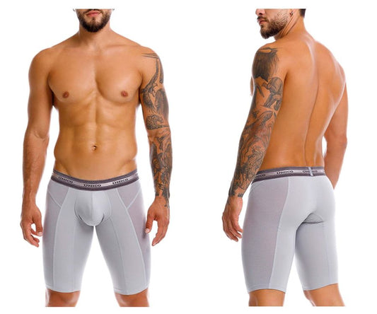 Light gray unico albaricoque men’s compression boxer briefs with contoured design and elastic waistband
