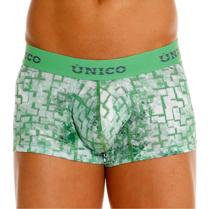 Unico 26020100102 piramide trunks green patterned men’s boxer briefs with geometric maze design