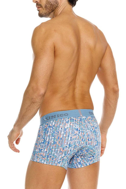 Blue and white patterned unico 26020100112 lignina trunks men’s boxer briefs with light blue elastic waistband color 46-Blue