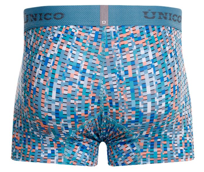 Unico 26020100112 lignina trunks color 46-blue pixelated blue and coral men’s boxer briefs with textured waistband