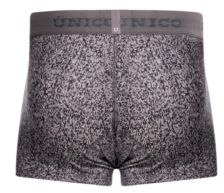 Gray textured men’s suede trunks with matching unico elastic waistband color 59-gray front view