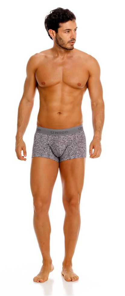 Gray suede trunks unico 26020100114 with a subtle textured pattern and elastic waistband