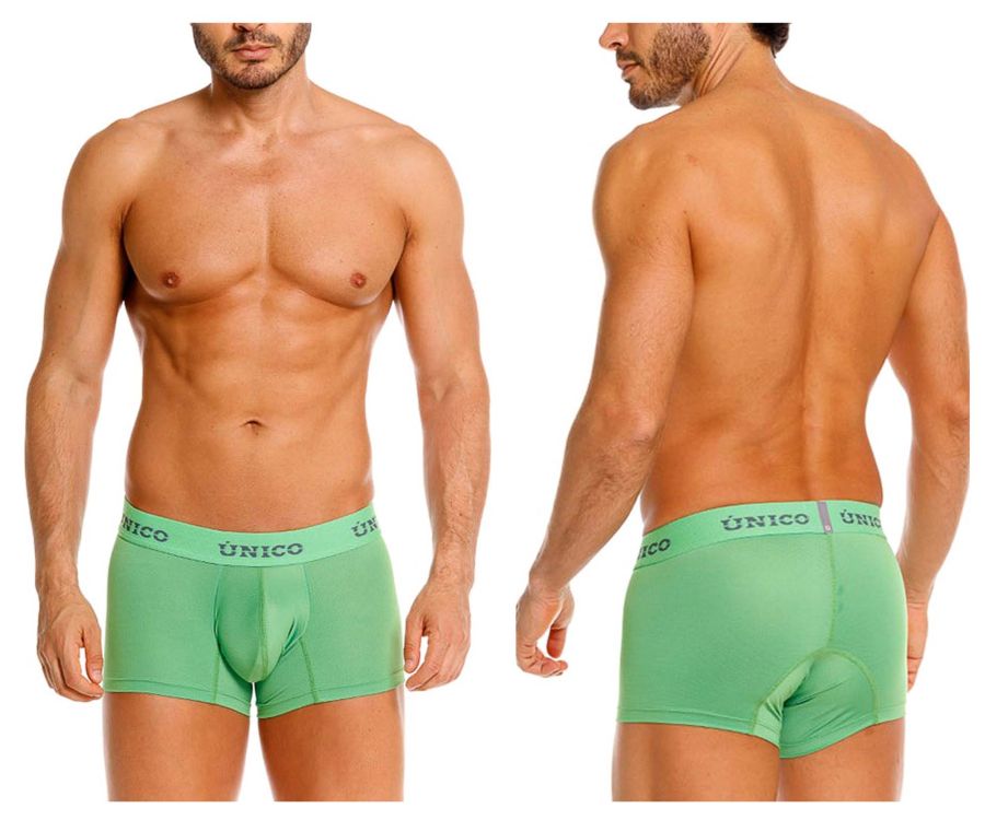 Green unico men’s briefs with contoured design and elastic waistband in color 43 green frog trunks style