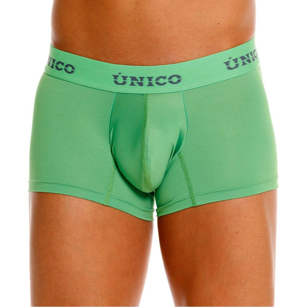 Green unico men’s boxer briefs with contoured pouch and elastic waistband in frog trunks color 43-green