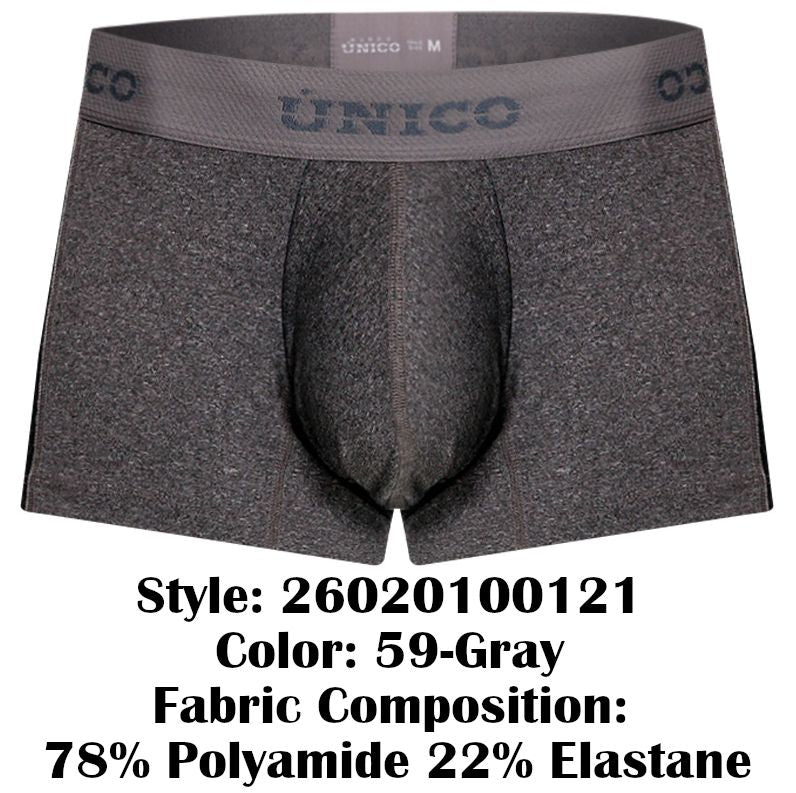 Gray unico brio trunks men’s boxer briefs with textured fabric and supportive design color 59-gray