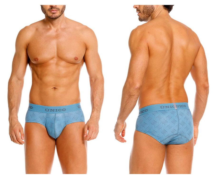 Light blue unico 26020101111 lenoso briefs featuring subtle wavy fabric pattern for comfortable wear