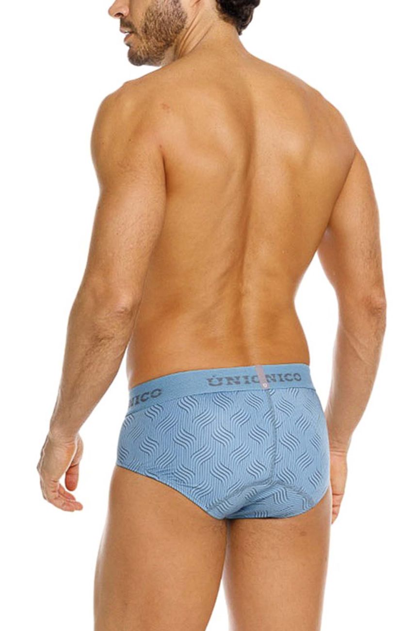 Unico 26020101111 Lenoso brief in light blue with subtle wavy pattern on fabric for men