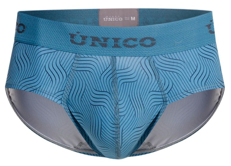 Unico 26020101111 lenoso briefs blue men’s briefs with wavy line pattern and gray interior lining