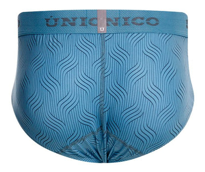 Light blue Unico 26020101111 Lenoso men’s briefs with a subtle wave pattern on soft breathable fabric
