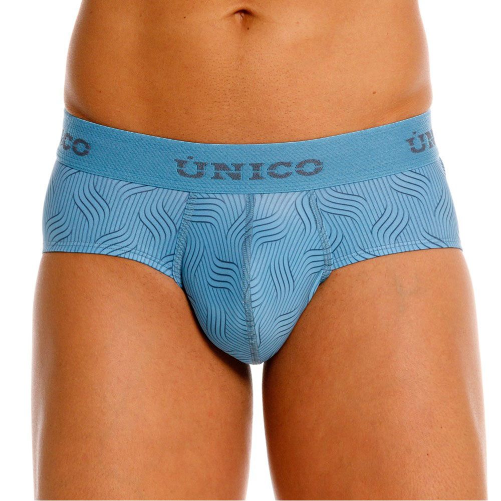 Light blue unico 26020101111 lenoso men’s briefs with subtle wave pattern on soft breathable fabric
