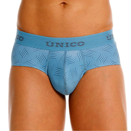 Light blue unico 26020101111 lenoso men’s briefs with subtle wave pattern on soft breathable fabric