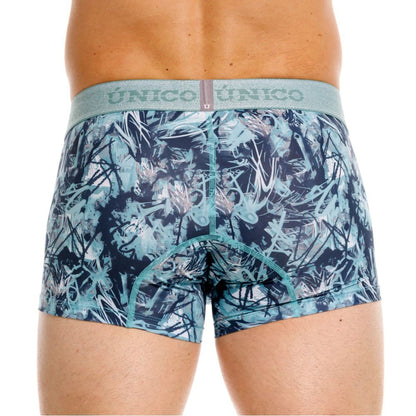 Blue and black graffiti-patterned boxer briefs with light gray unico waistband trunks color 43-blue