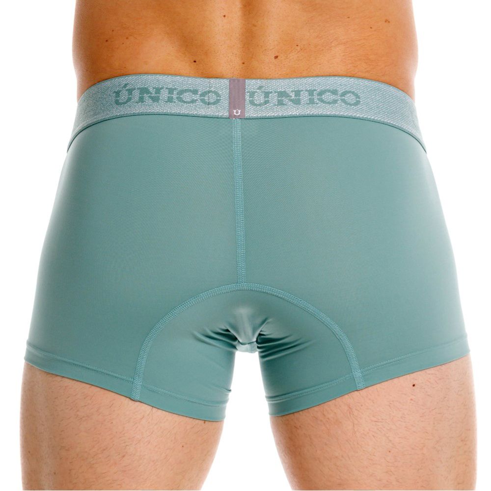 Unico 26040100121 ceramic trunks in teal green with textured waistband featuring unico logo in matching tone