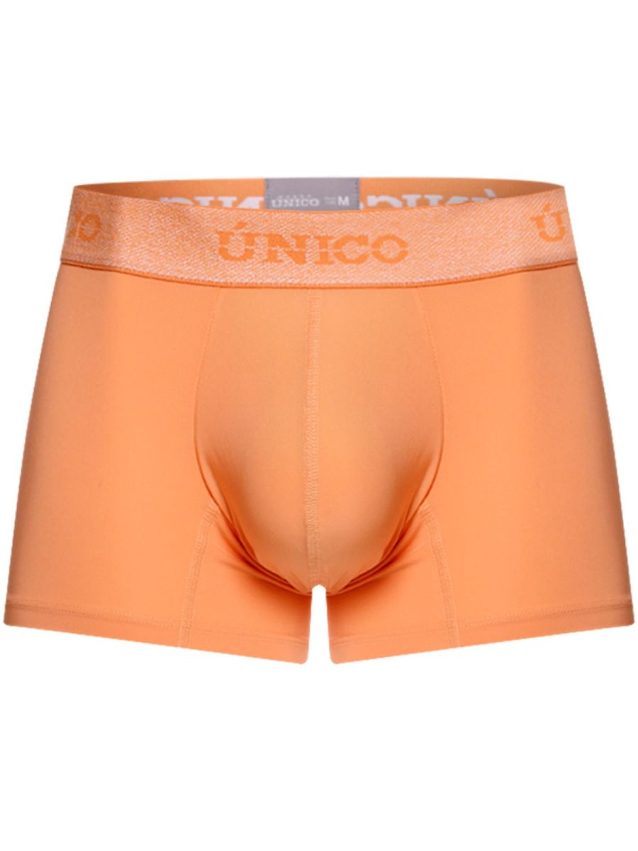 Orange unico men’s boxer briefs with matching elastic waistband in apricot color for premium support and style