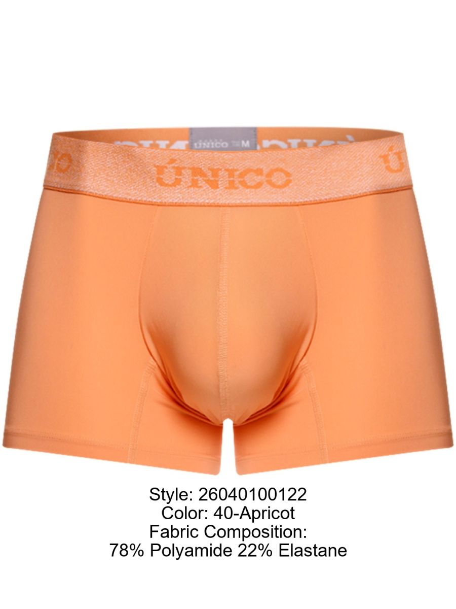 Aprico-colored unico men’s boxer briefs made of 78% polyamide and 22% elastane for premium support and style