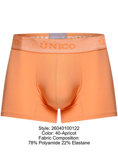 Aprico-colored unico men’s boxer briefs made of 78% polyamide and 22% elastane for premium support and style