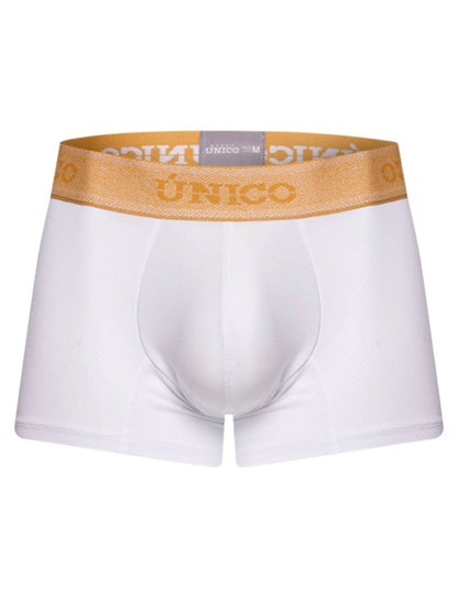 White boxer briefs with gold unico waistband premium athletic fit in color 00-white for active wear