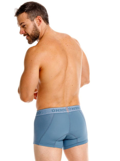 Blue unicorn men’s boxer briefs in blue with fitted waistband for premium athletic comfort classic trunks