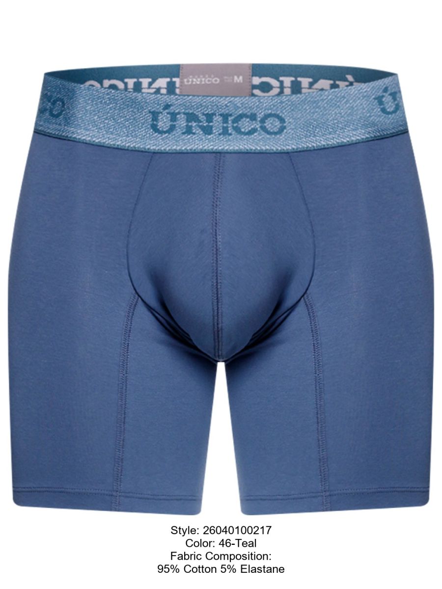 Teal unico 26040100217 classic men’s boxer briefs made of 95% cotton 5% elastane for premium comfort and style