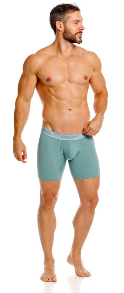 Teal ceramic men’s boxer briefs with light gray onio waistband in model unico 26040100221 color 43 green