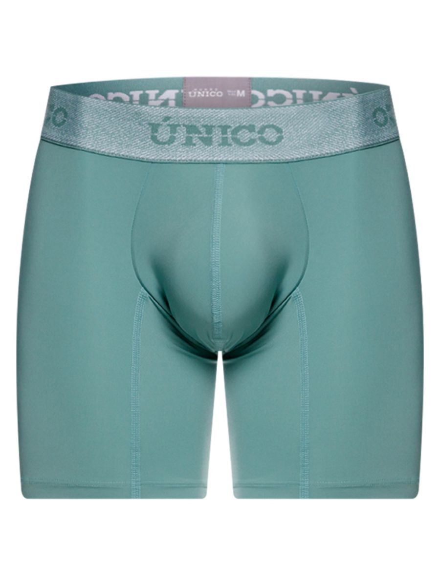 Teal unico ceramic boxer briefs with textured waistband and brand logo in color 43 green for men