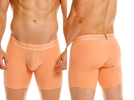 Orange unico mens boxer briefs in apricot with smooth form-fitting design and elastic waistband for essential comfort