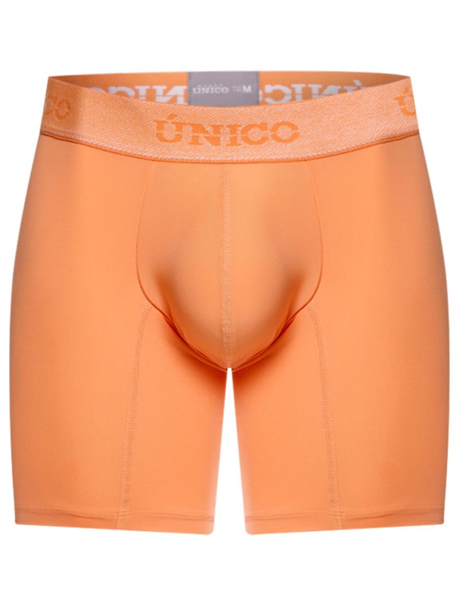 Unico 26040100222 classic apricot men’s boxer briefs with matching elastic waistband featuring brand logo