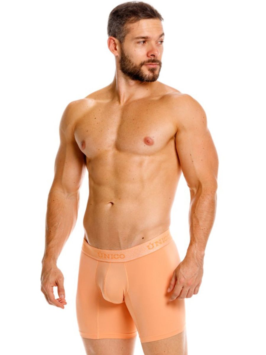 Orange unico classic boxer briefs in apricot with smooth form-fitting design for essential comfort wear