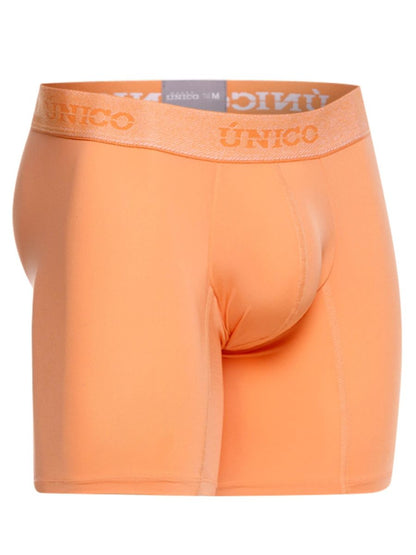 Unico 26040100222 classic boxer briefs in apricot with matching elastic waistband featuring orange unico branding