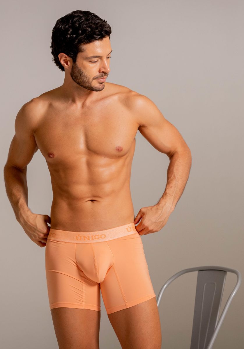 Cotton apricot men’s briefs with soft elastic waistband featuring unzoo logo for essential comfort and support