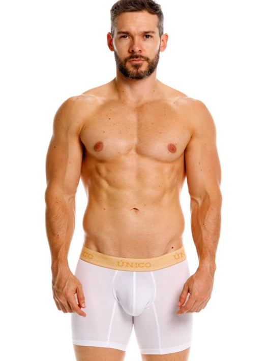 White unico 26040100225 amber boxer briefs with light beige elastic waistband for premium comfort