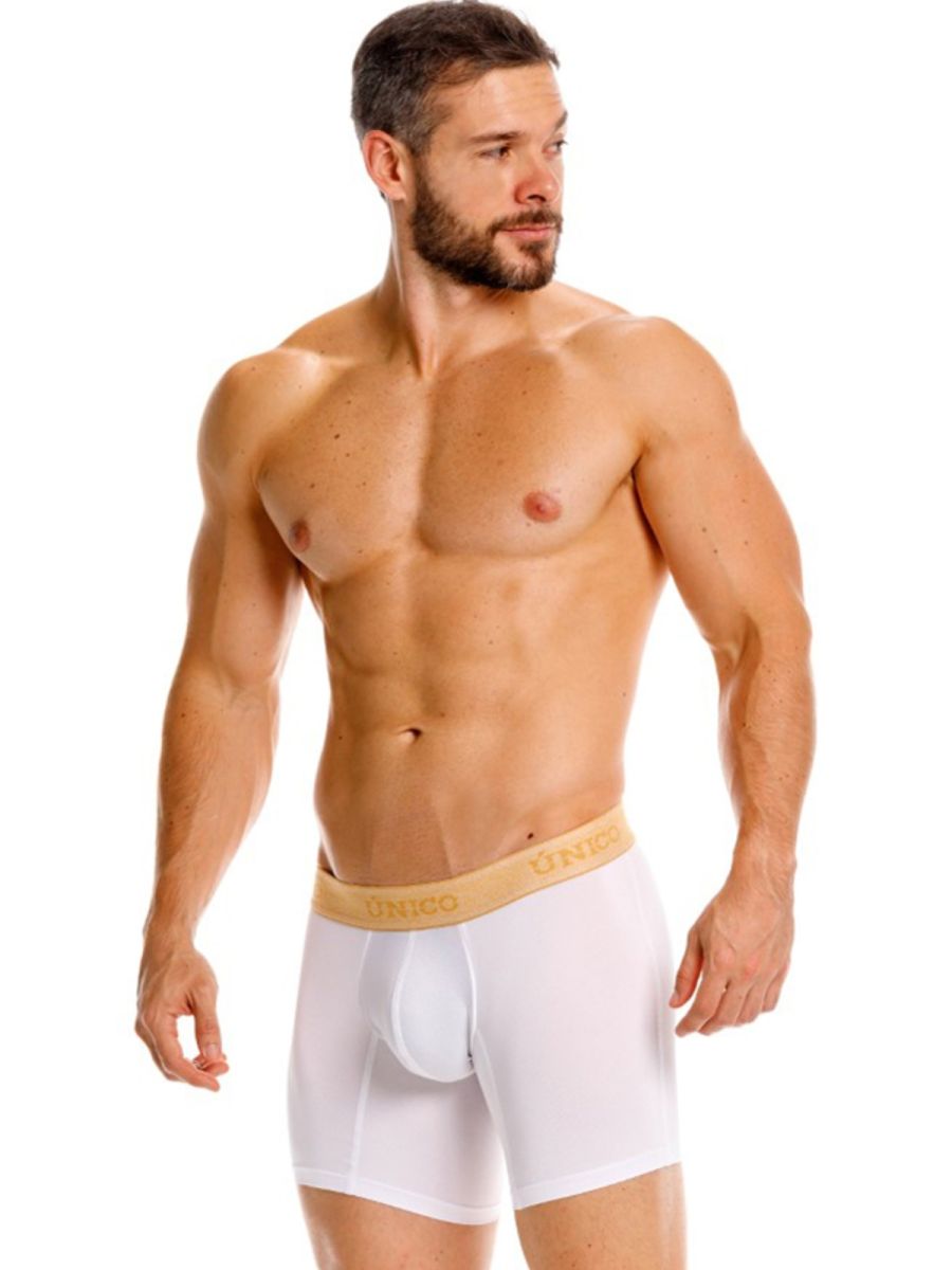 White unico 26040100225 amber boxer briefs with gold-onco waistband offering premium comfort