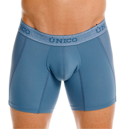 Blue unico classic boxer briefs with textured waistband and mesh panels for premium comfort and fit in color 46-blue