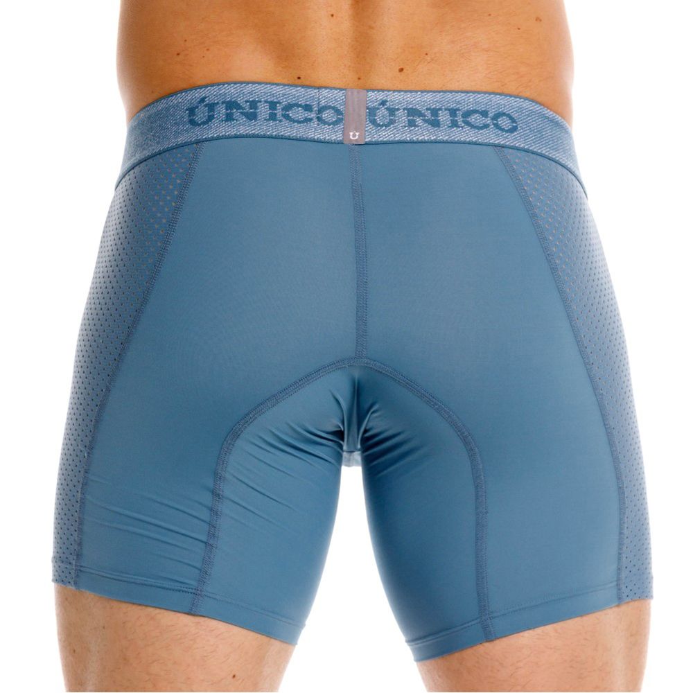 Blue unico men’s classic boxer briefs with mesh side panels and branded waistband for premium comfort and fit