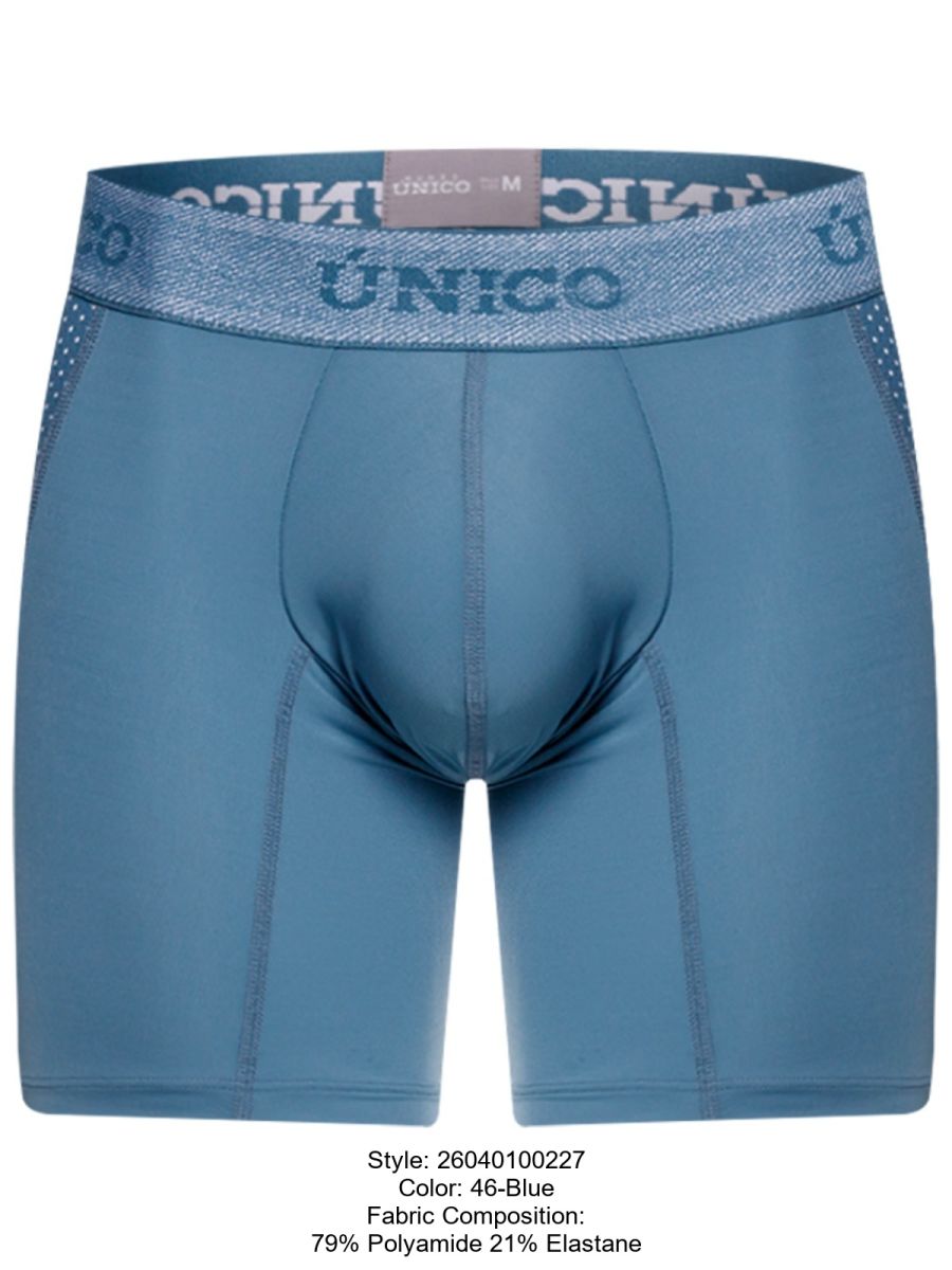 Blue unico 26040100227 classic boxer briefs with textured waistband and perforated side panels for premium comfort