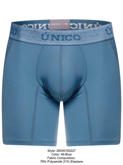 Blue unico 26040100227 classic boxer briefs with textured waistband and perforated side panels for premium comfort