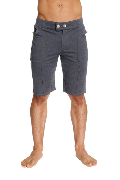 Urban Tactical at Home dress shorts in charcoal textured fabric with silver buttons and multiple pockets