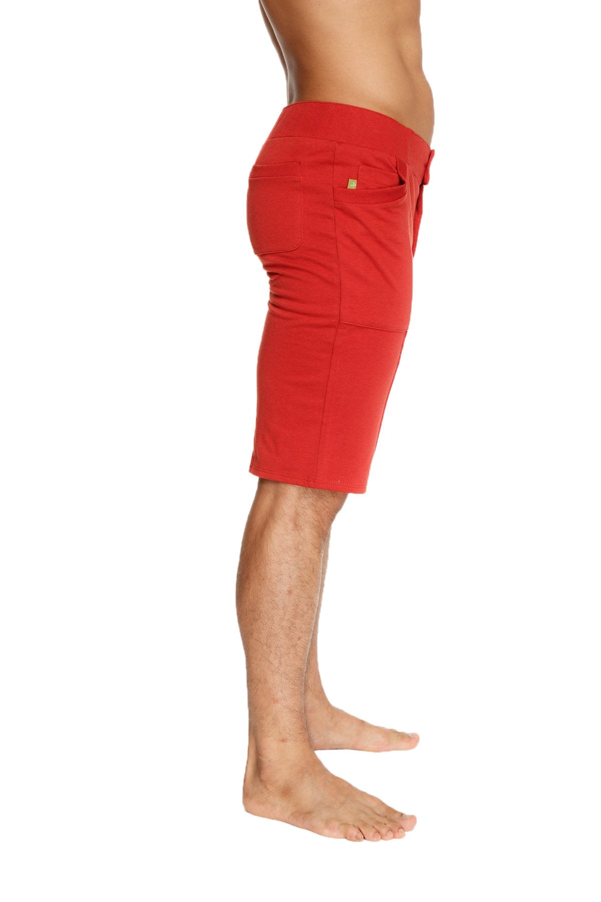 Urban tactical at home dress shorts in cinnabar red with fitted waistband side pockets made from durable fabric
