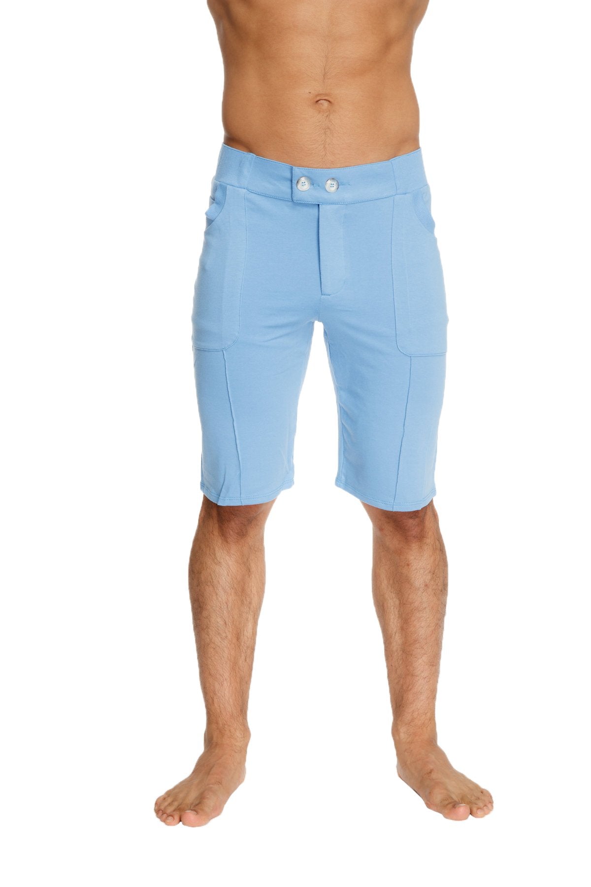 Urban tactical at home dress shorts ice blue with sleek fit and silver-toned button closures for modern style