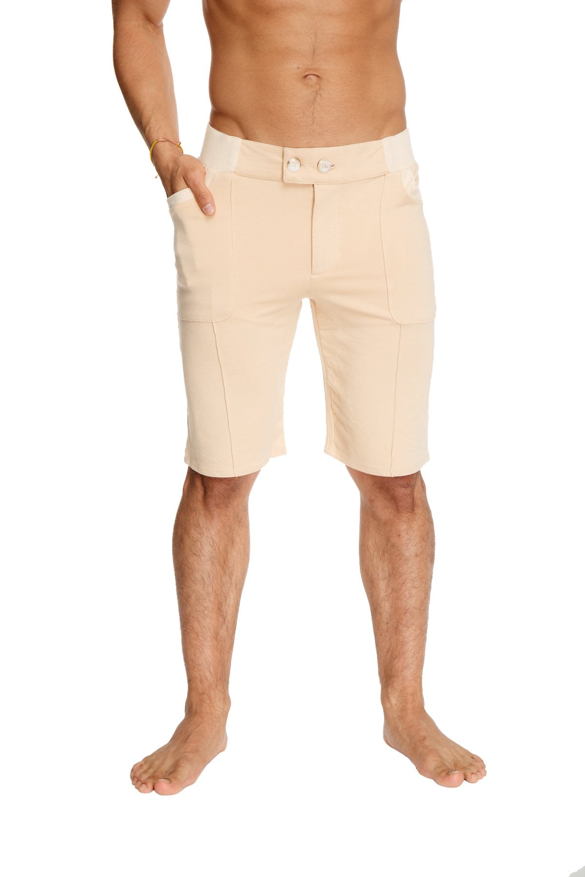 Urban tactical at home dress shorts sand beige with clean tailored design and white belt loops for men