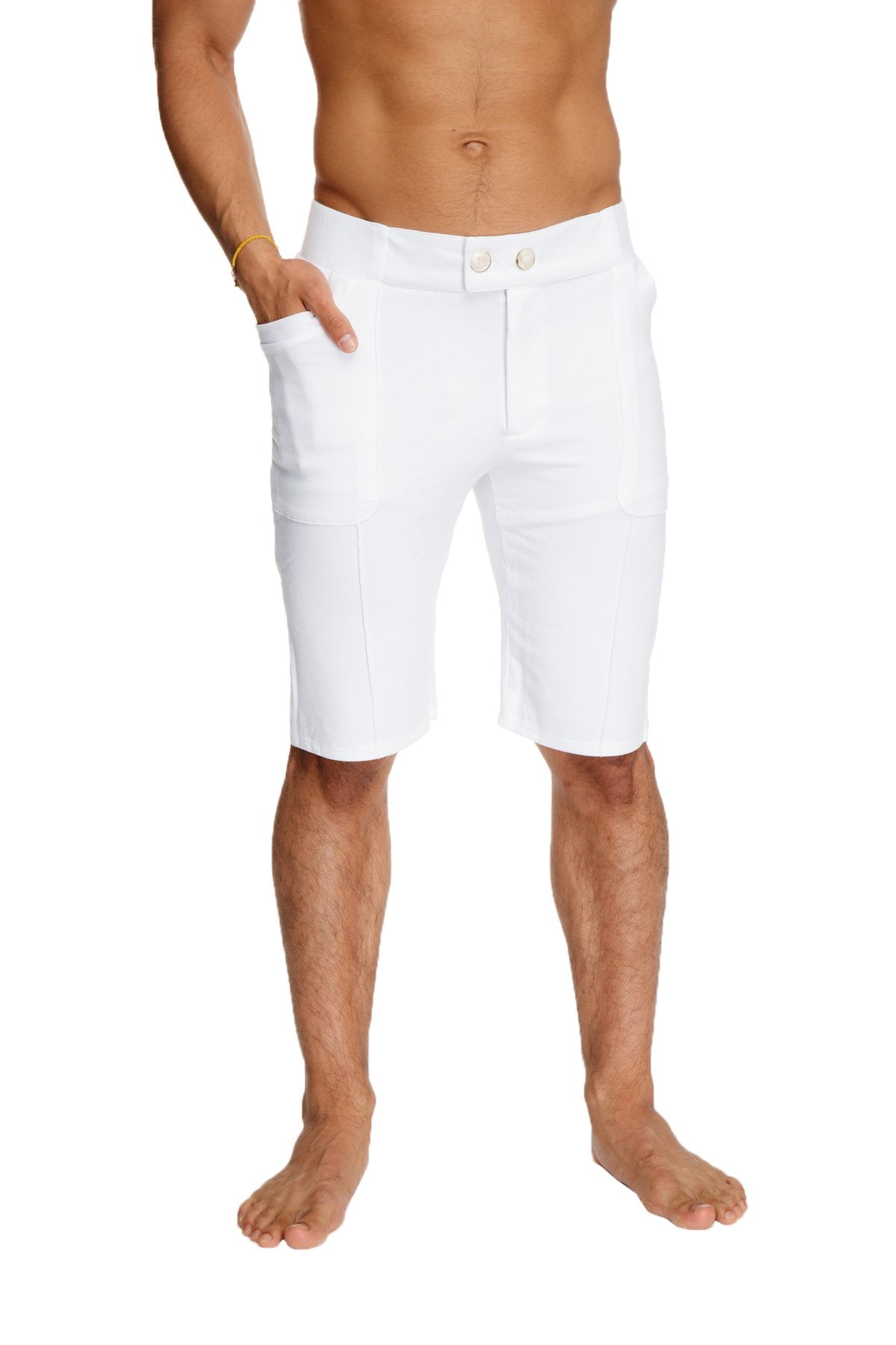 Urban tactical at home dress shorts in white with a clean tailored design and button closure for men