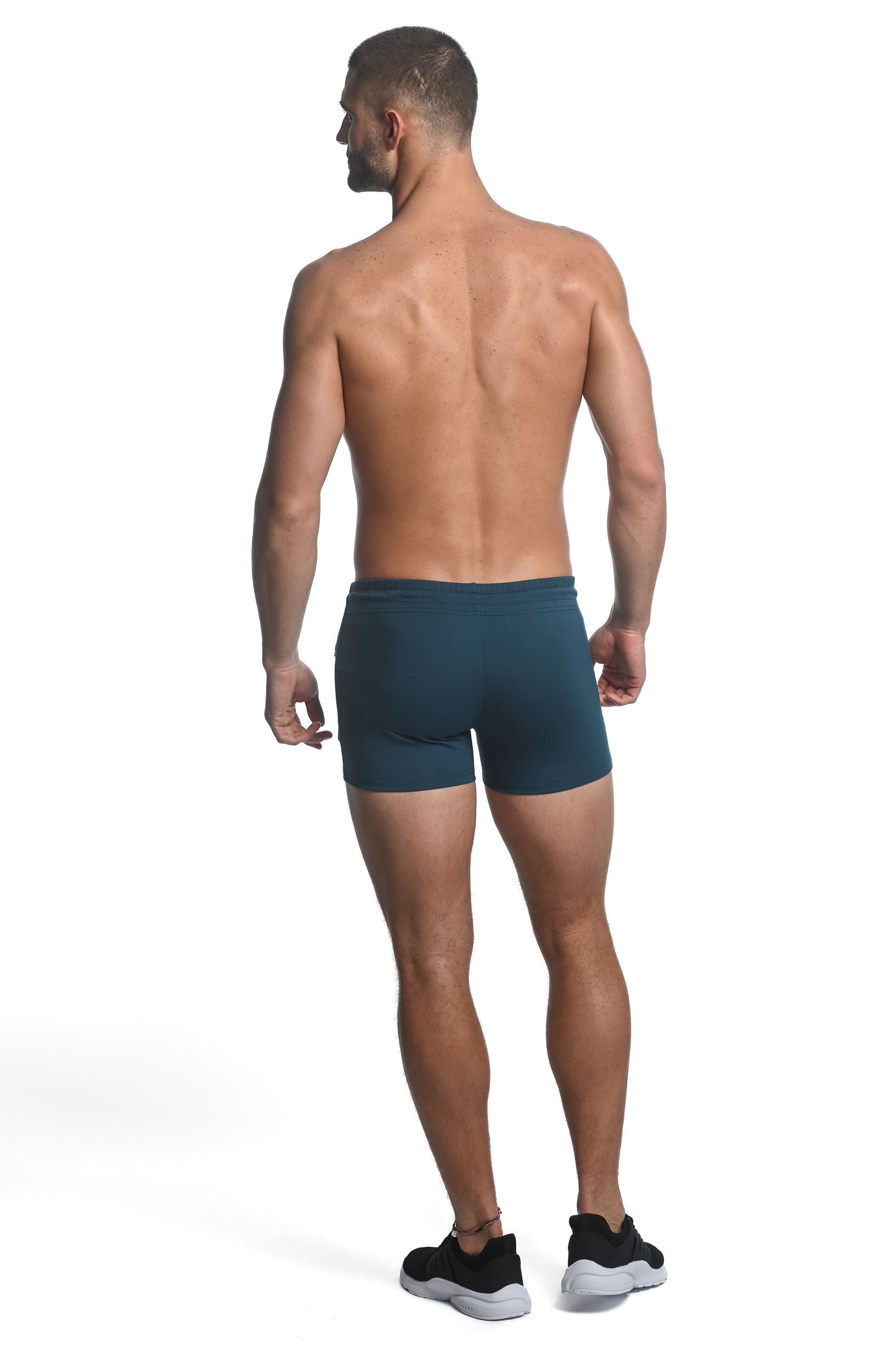 Dark teal vault gym-tech stretch athletic briefs with smooth form-fitting fabric and heat weld zippers